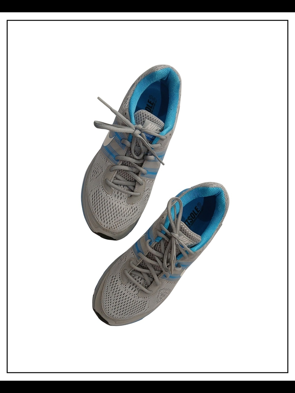 Nike Gray and Blue Women's Athletic Running Shoes‎